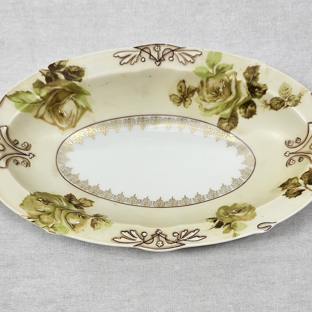 Antique Ohme Silesia Old Ivory XVI Relish Dish Fine China Germany 8 3/8"L 4 7/8W